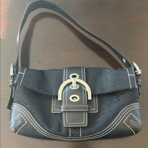Black Shoulder Bag with Silver Buckle